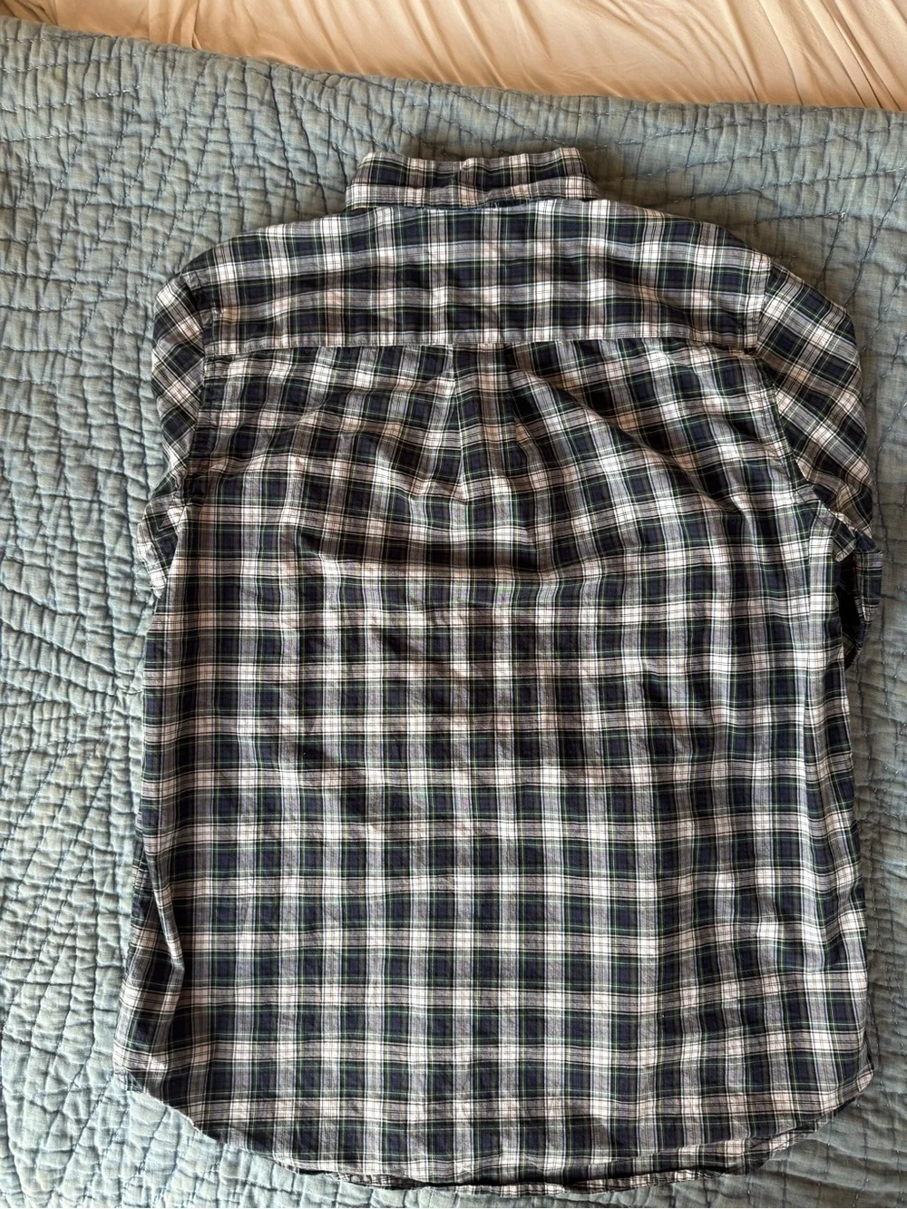 Boy’s Ralph Lauren Button-Down Plaid Shirt - Navy/White/Green